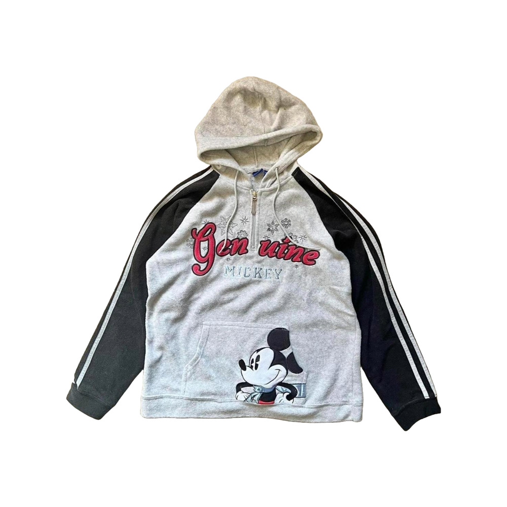 Vintage Y2K Mickey Mouse Fleece Sweatshirt Size L 1/4 Zip Classic Preppy Retro